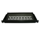 Decelect Forgos - Panneau passe câbles à balai 1U 19" noir avec étagère fixe