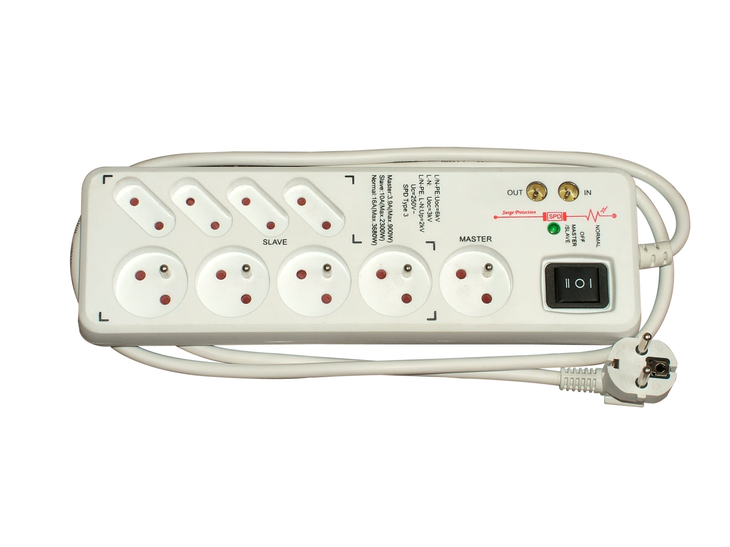 Decelect Forgos - BLOC 9 PRISES AVEC 1 MAITRE / 4 ESCALVES 2P+T ET 4 2P + E/S TV + PARAFOUDRE