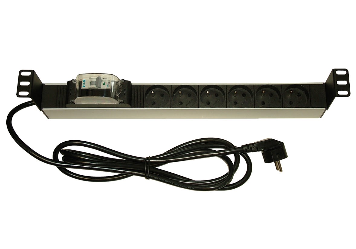 Decelect Forgos - Panneau de distribution 1U 6PC Circuit breaker 16A uni plus neutre