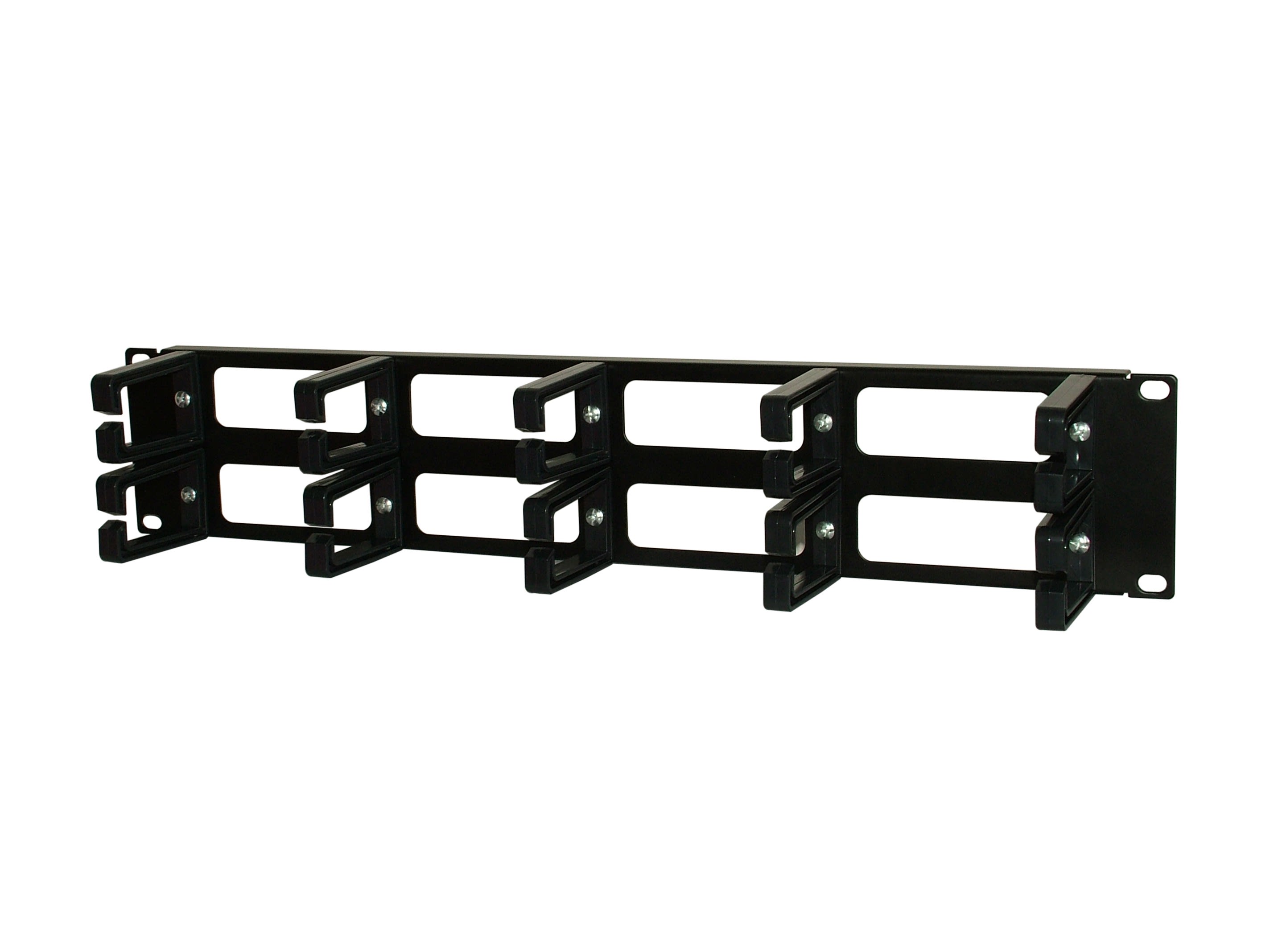 Decelect Forgos - Organisateur de câble 2U avec crochets en plastique 19?? noir