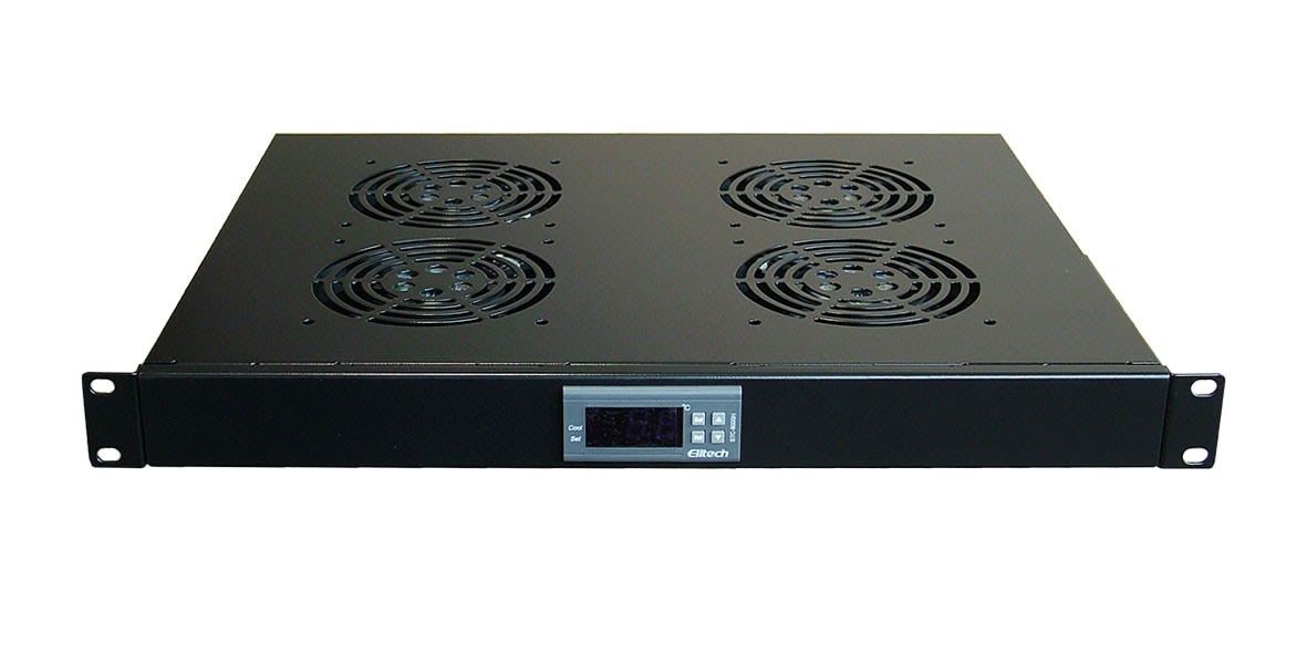 Decelect Forgos - Tiroir de ventilation 19?? noir 1U 4 ventilateurs avec thermostat