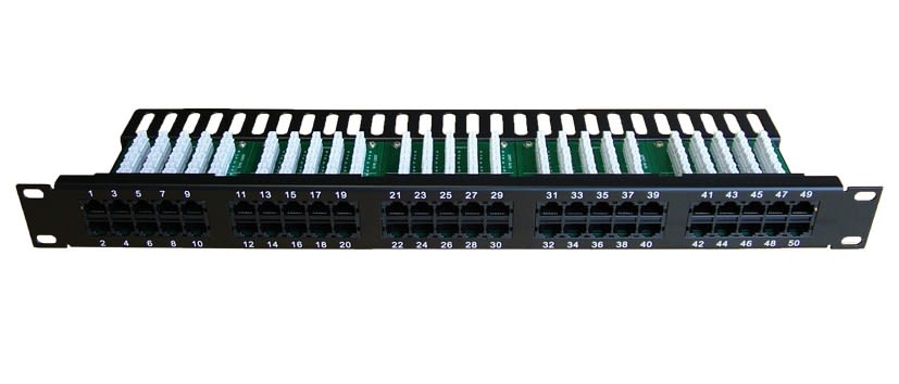 Decelect Forgos - Panneau équipé 50 ports RJ45 - Noir 3-6/4-5/7-8