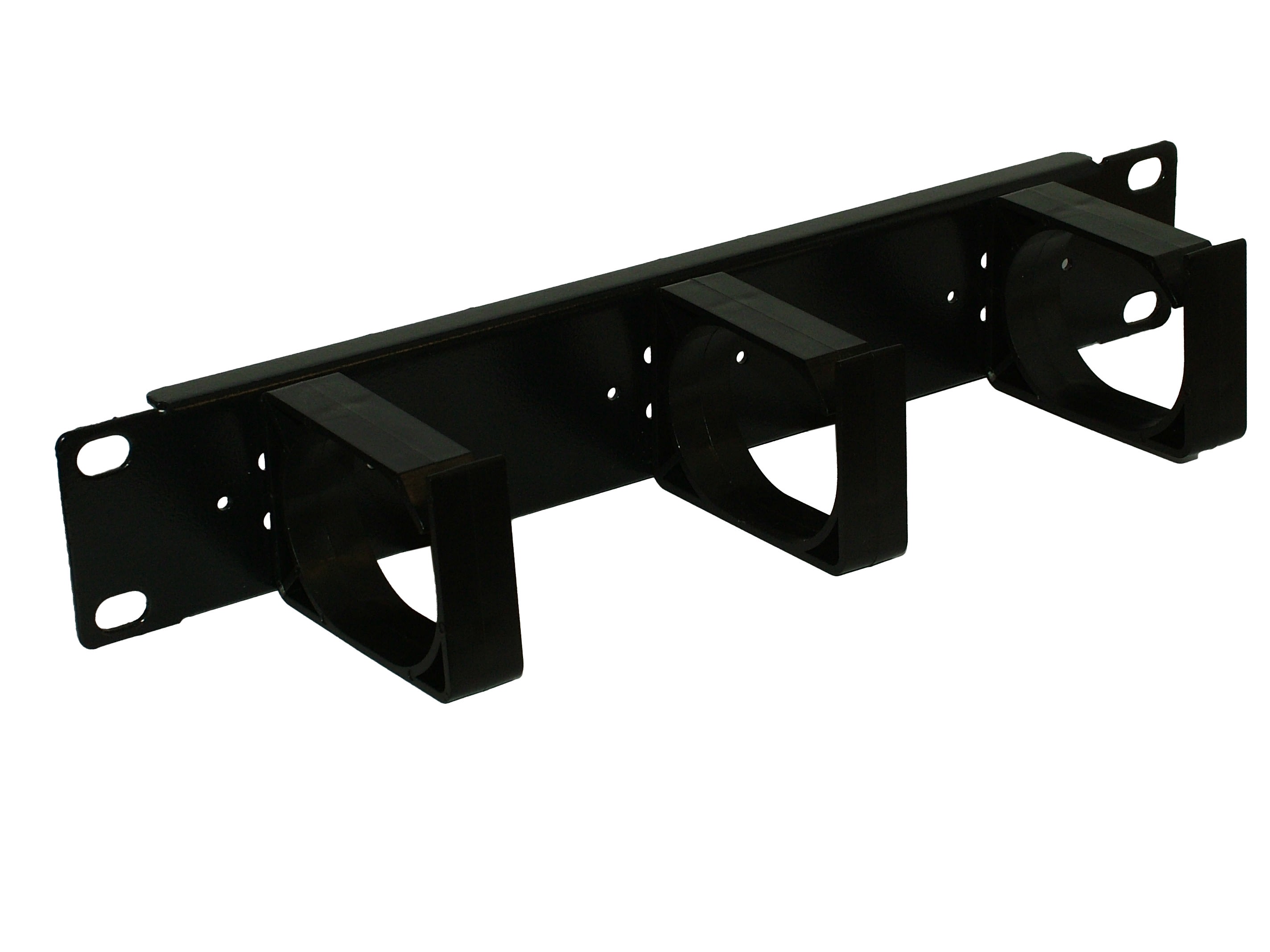 Decelect Forgos - Organisateur de câble 1 U avec crochets en plastique 10" Noir