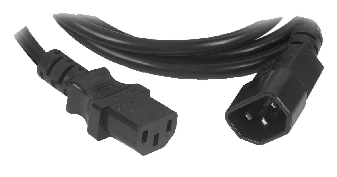 Decelect Forgos - Cordon rond noir H05VV-F 3G1mm² 5m mâle/femelle C14/C13 10A-250V