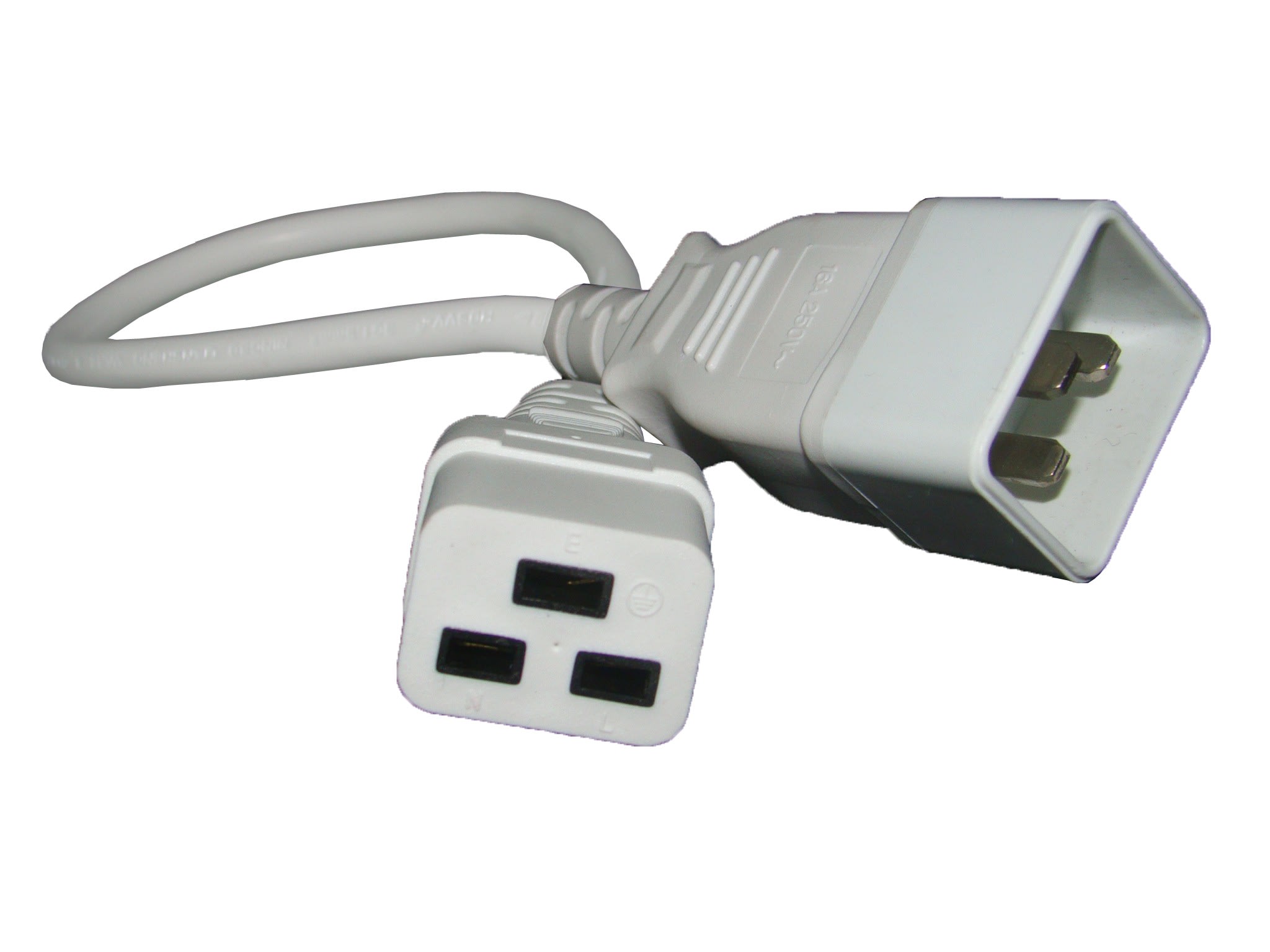 Decelect Forgos - Cordon rond blanc H05VV-F 3G1.5mm² 1m 2P+T mâle/femelle C20/C19 16A-250V