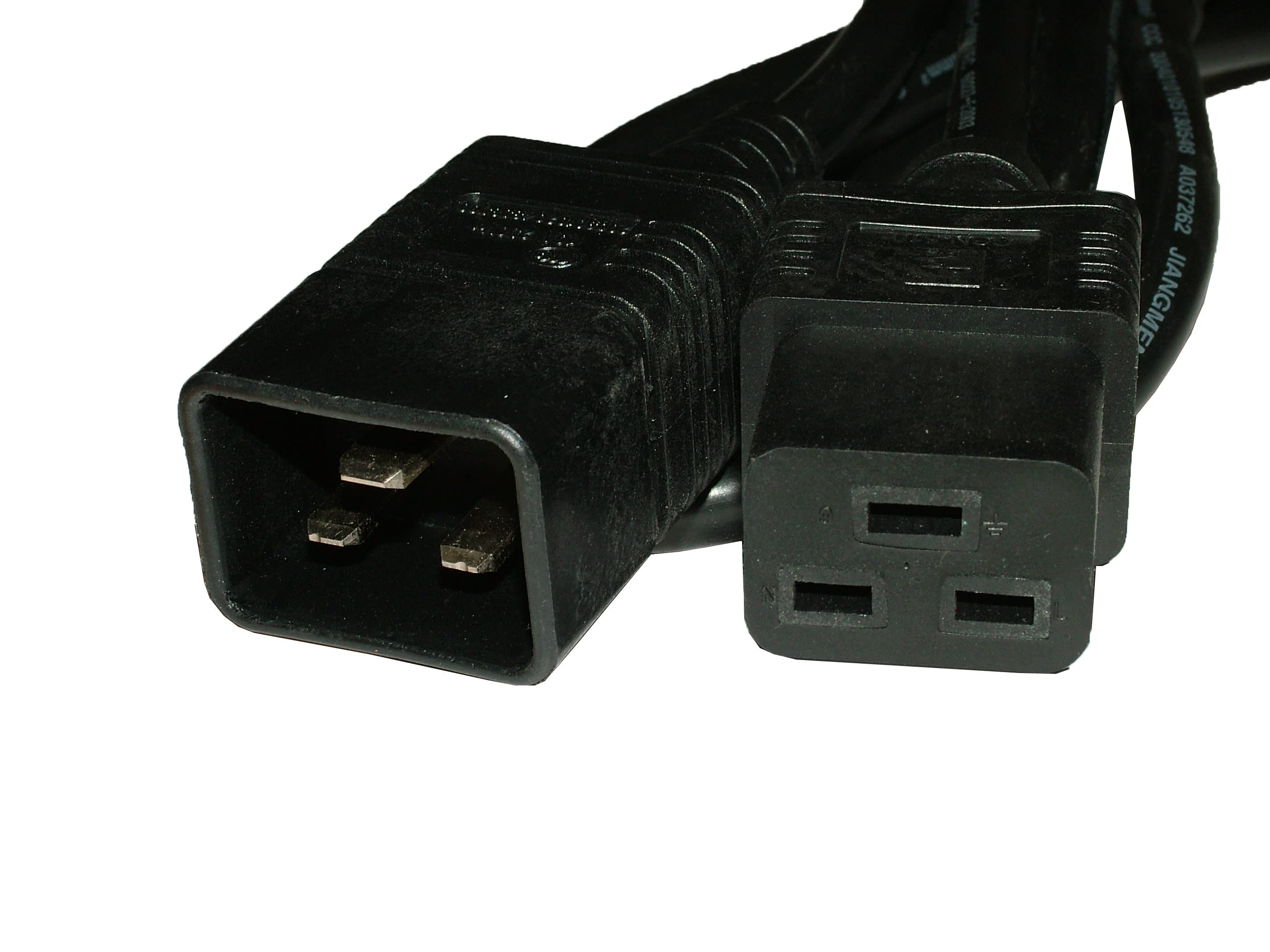 Decelect Forgos - Cordon rond noir H05VV-F 3G1.5mm² 1m 2P+T mâle/femelle C20/C19 16A-250V