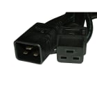 Decelect Forgos - Cordon rond noir H05VV-F 3G1.5mm² 1m 2P+T mâle/femelle C20/C19 16A-250V