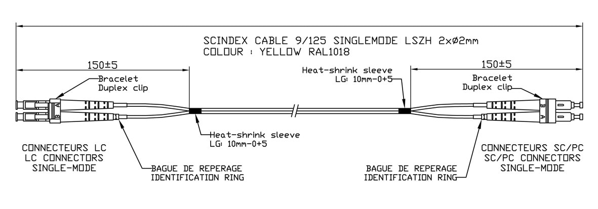 Decelect Forgos - JARRETIERE MONOMODE OS1 DUPLEX 9/125 LC/SC 15M