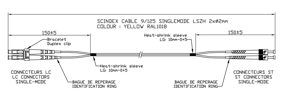 Decelect Forgos - JARRETIERE MONOMODE OS1 DUPLEX 9/125 LC/ST 20M