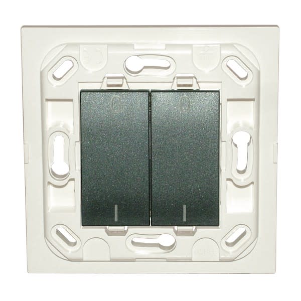 Decelect Forgos - Interrupteur Eikon double I/O - anthracite - sans plaque