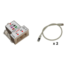Decelect Forgos - Kit répartiteur TV 1 entrée coax - 2 sorties RJ45 et 2 cordons Cat6A 0,3m