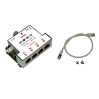 Decelect Forgos - Kit répartiteur TV 1 entrée coax - 4 sorties RJ45 et 4 cordons Cat6A 0,3m