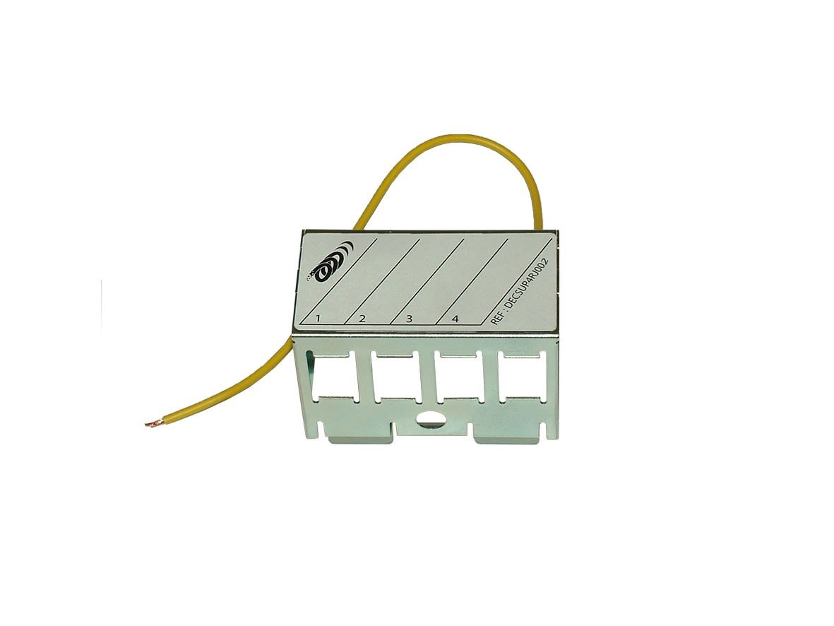 Decelect Forgos - Support métal 4 RJ45 - HNI - Rail DIN - Fil de terre (conditionnement unitaire)