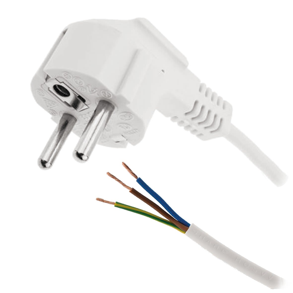 Decelect Forgos - Cordon rond gris HO5VV-F 3G1,5mm² 16A 2P+T / dégainé - dénudé 2M