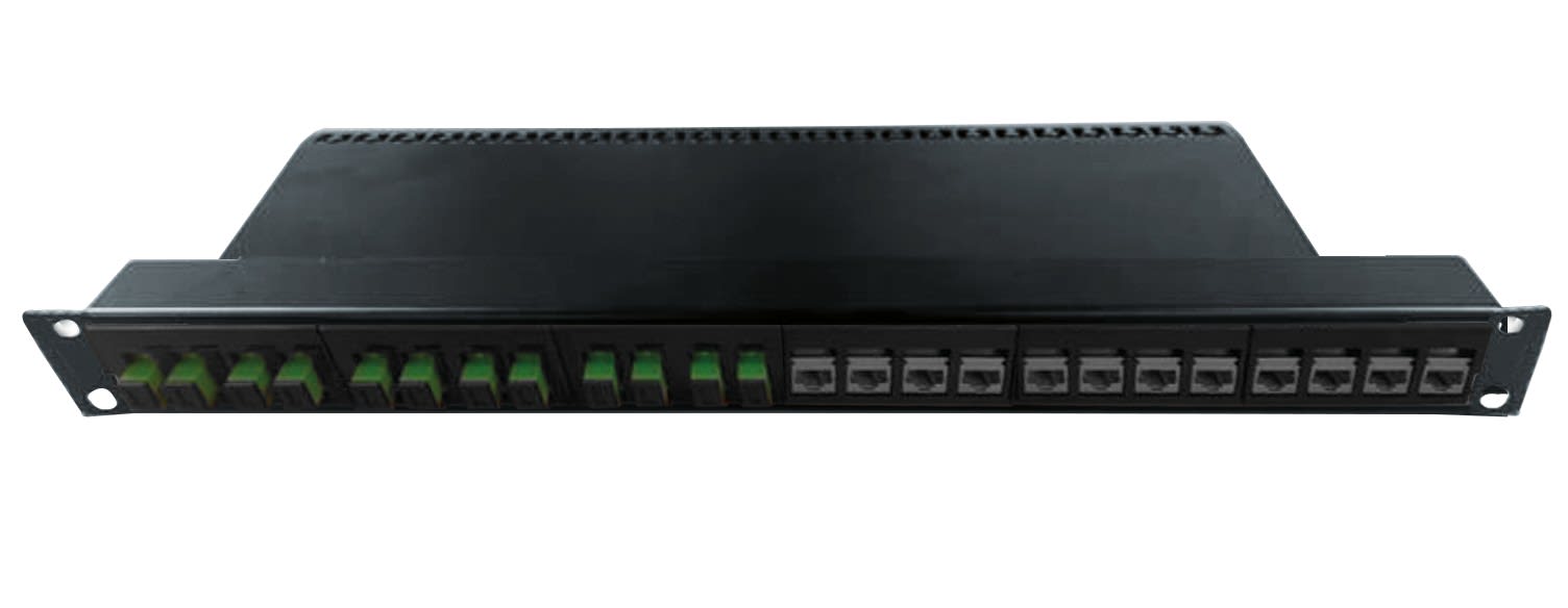 Decelect Forgos - Panneau 19" 1U équipé de 12 traversées optiques + 12 prises RJ45 pour 5G