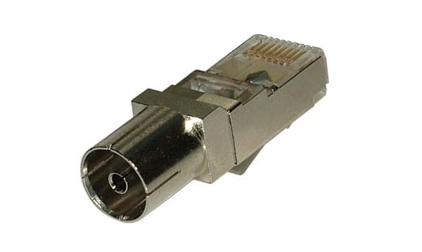 Câble Antenne TV RJ45 Mâle Vers Fiche 9.52mm - 5m - Adaptation Impédance 75-100 Ohms
