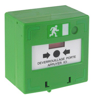 Aiphone - Bouton bris de glace vert 3 contacts pour automatisme des issues contrôlées