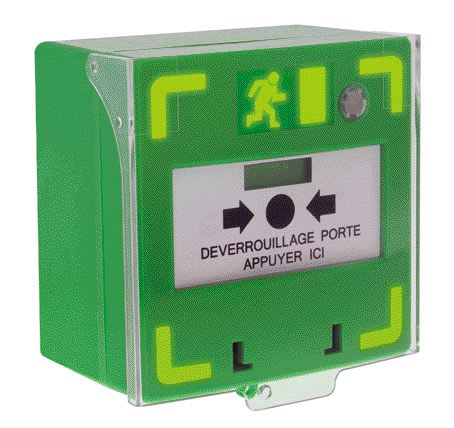 Aiphone - Bouton vert déclencheur, déverrouillage des issues contrôlées, sonore, lumineux
