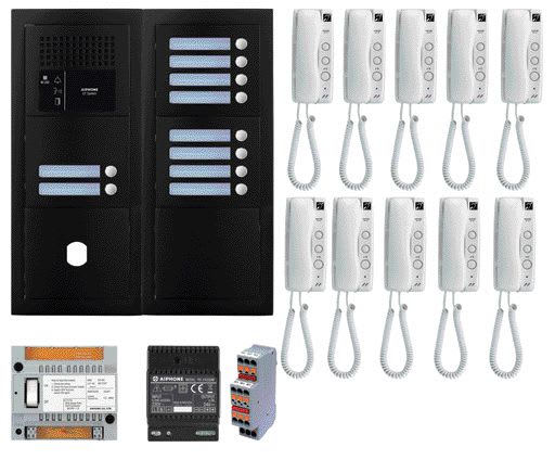 Aiphone - Pack GT audio 10 BP programmé avec platine façade noire satin