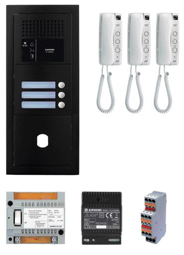 Aiphone - Pack GT audio 3 BP programmé avec platine façade noire satin