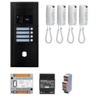 Aiphone - Pack audio 4 BP, programmé, encastré, alim. & 4 x GT1D, finition noire satin