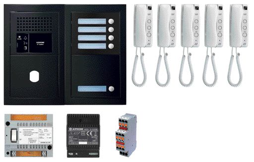 Aiphone - Pack GT audio 5 BP programmé avec platine façade noire satin