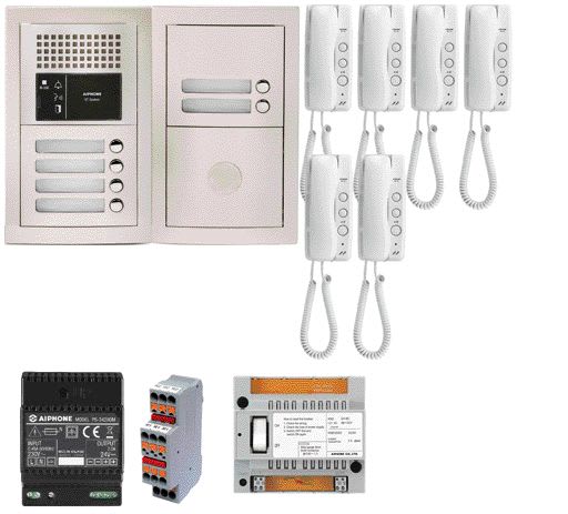 Aiphone - Pack audio 6 bp encastré, module vigik, centrale, 6 gt1d & alim.