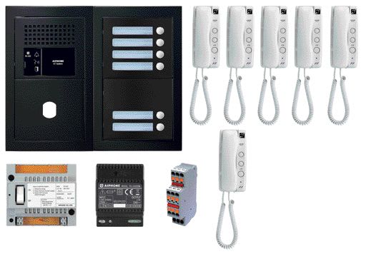 Aiphone - Pack GT audio 6 BP programmé avec platine façade noire satin