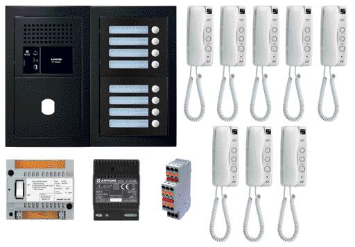 Aiphone - Pack GT audio 8 BP programmé avec platine façade noire satin