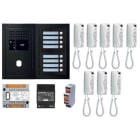 Aiphone - Pack audio 8 BP, programmé, encastré, alim. & 8 x GT1D, finition noire satin