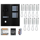 Aiphone - Pack audio 9 BP, programmé, encastré, alim. & 9 x GT1D, finition noire satin