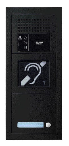 Aiphone - Plat. audio mod. 1 BP, résistante au vandalisme, boucle magnét. finition noir