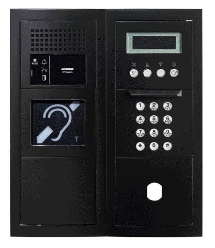 Aiphone - Plat. audio modulaire, défilement, boucle magnétique, percée VIGIK+, noire satin