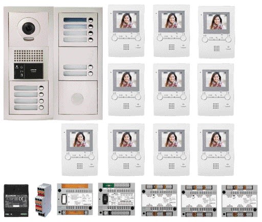 Aiphone - Pack vidéo programmé 10 lots, plat. enc. centrales,distributeurs alim, 10xGT1M3L
