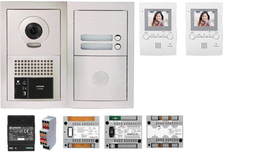 Aiphone - Pack vidéo 2 bp encastré, module vigik, centrales, 1 gt4z, 2 gt1m3l & alim.