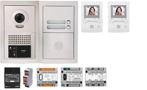 Aiphone - Pack vidéo programmé 2 BP, plat. enc. centrales, distributeurs, alim, 2 x GT1M3L