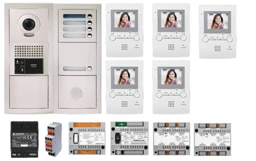 Aiphone - Pack vidéo 5 bp encastré, module vigik, centrales, 2 gt4z, 5 gt1m3l & alim.