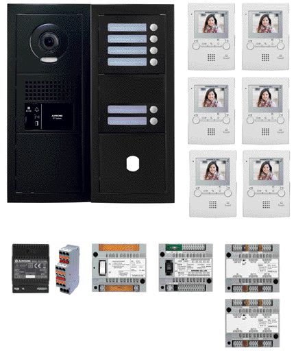 Aiphone - Pack GT vidéo 6 BP programmé avec platine façade noire satin