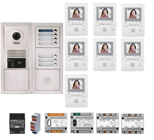 Aiphone - Pack vidéo programmé 7 BP, plat. enc. centrales, distributeurs, alim, 7 x GT1M3L