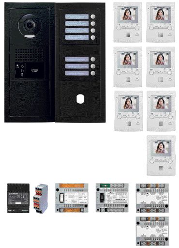 Aiphone - Pack GT vidéo 7 BP programmé avec platine façade noire satin