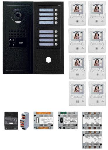 Aiphone - Pack GT vidéo 8 BP programmé avec platine façade noire satin