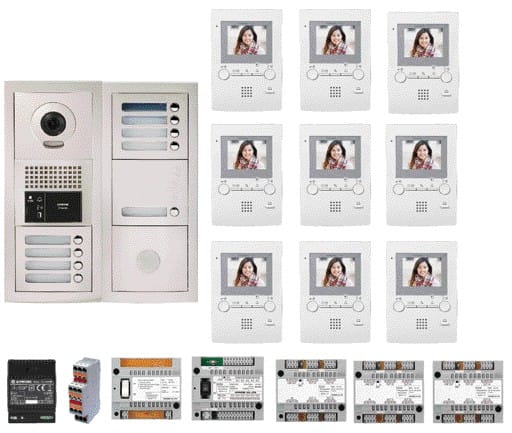 Aiphone - Pack vidéo programmé 9 BP, plat. enc. centrales, distributeurs, alim, 9 x GT1M3L