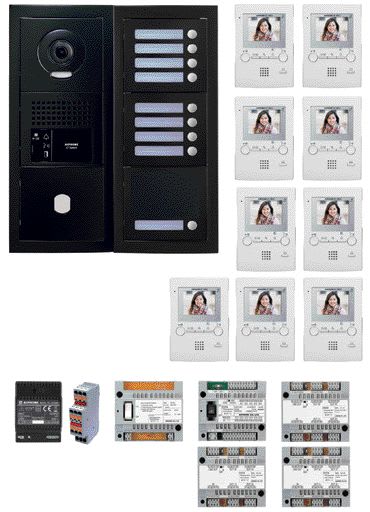 Aiphone - Pack GT vidéo 9 BP programmé avec platine façade noire satin