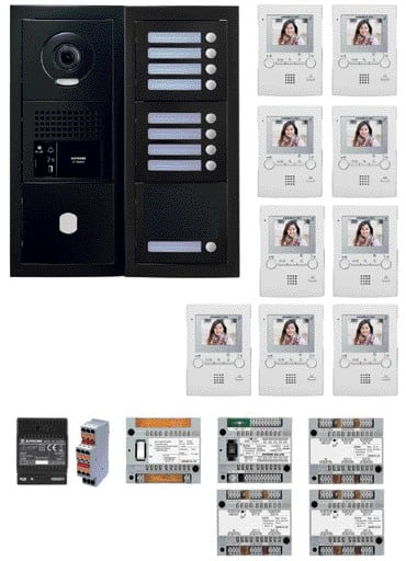 Aiphone - Pack vidéo programmé 9 BP, plat. enc. centrales, distributeurs, alim, 9 x GT1M3L