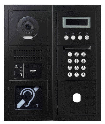 Aiphone - Plat. vidéo modulaire, défilement, boucle magnétique, percée VIGIK+, noire satin