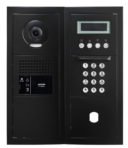 Aiphone - Platine vidéo modulaire à défilement, emplacement VIGIK+, finition noire satin