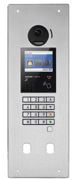 Aiphone - Platine vidéo enc. inox, défilement, nfc, b. mag., double perçage vigik+résident