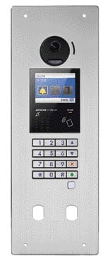 Aiphone - Platine vidéo enc. inox, défilement, b. mag., double perçage VIGIK+ & résident