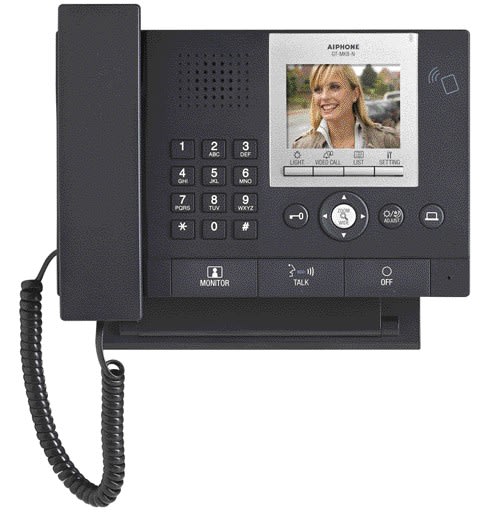 Aiphone - Poste gardien vidéo, grand angle, zoom 9 zones, NFC, com. mains libres / combiné