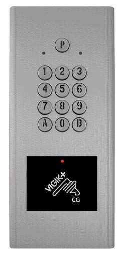 Aiphone - Clavier codé avec lecteur VIGIK+  intégré / gestion temps réel - finition argent